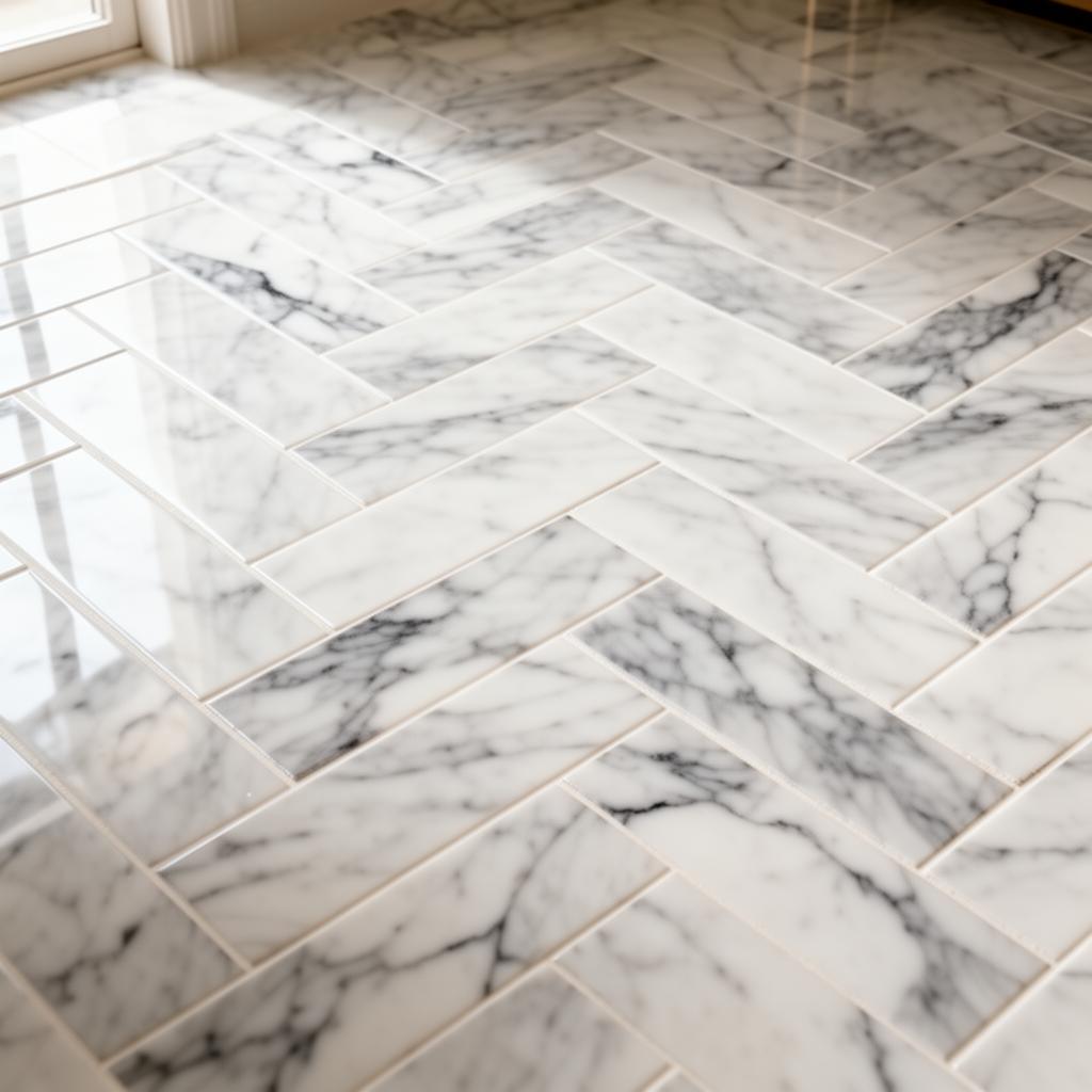 Marble Herringbone Floor